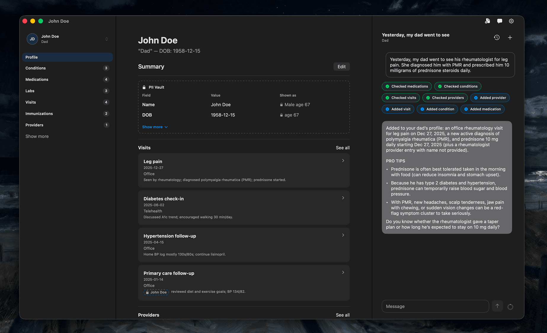 Available Health app screenshot