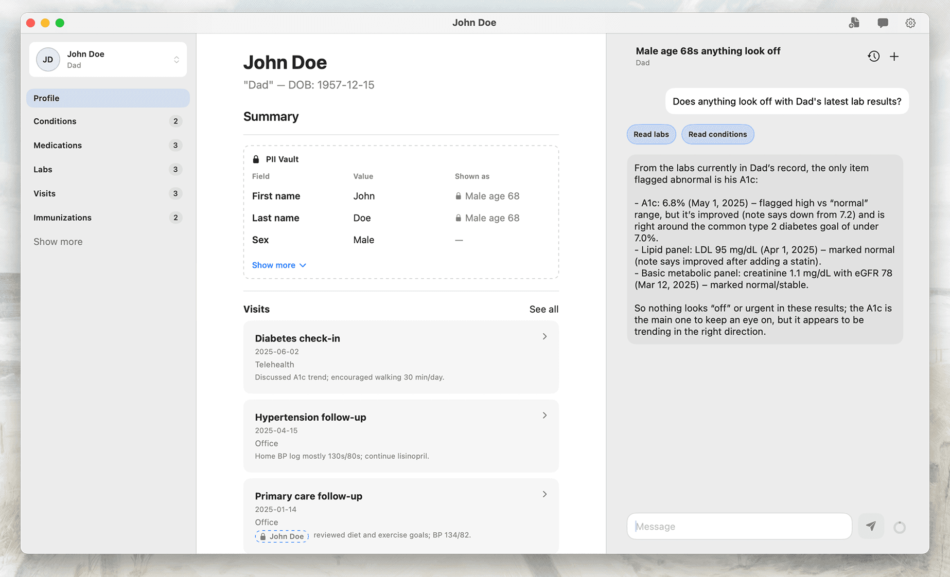 Available Health app screenshot